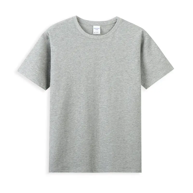 Men Grey Cotton T-Shirt 40 Count Round Neck - Image 4