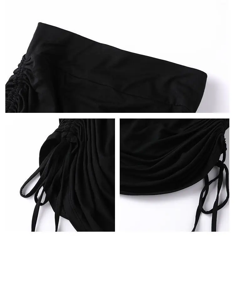 Black High-Waisted Drawstring Yoga Pants for Women — feature 2