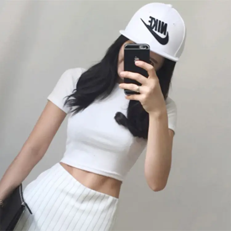 Women Cotton T-Shirt Short Sleeve Maroon Small - Image 17