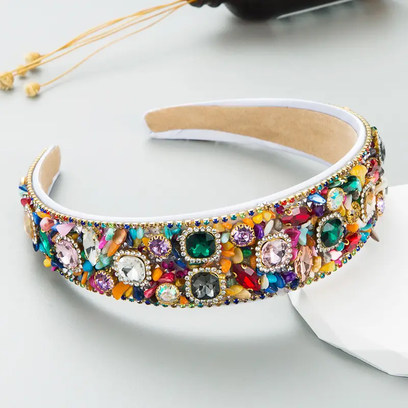 Baroque Color Stone Diamond Headband for Women - Image 3