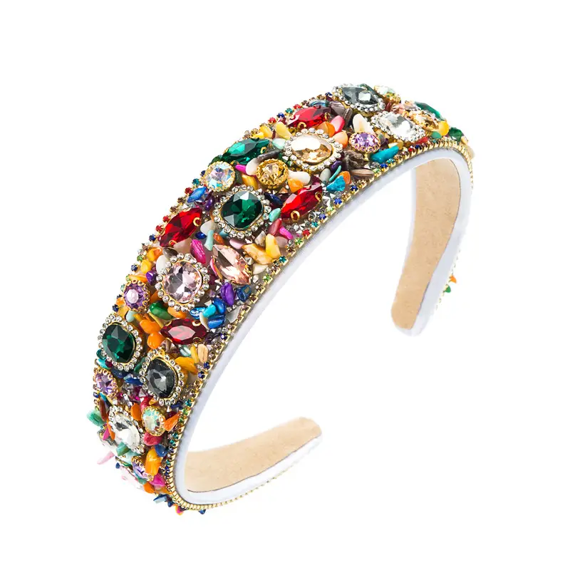 Baroque Color Stone Diamond Headband for Women - Image 6