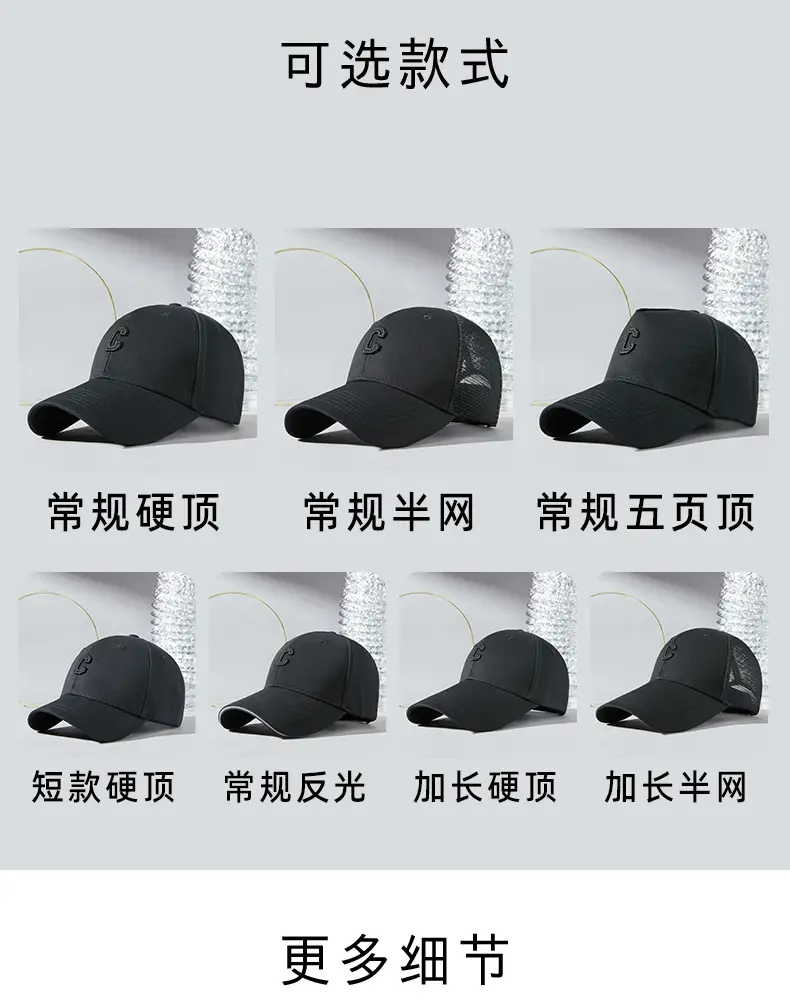 2025 Black Embroidered Baseball Cap for Men Women — feature 16