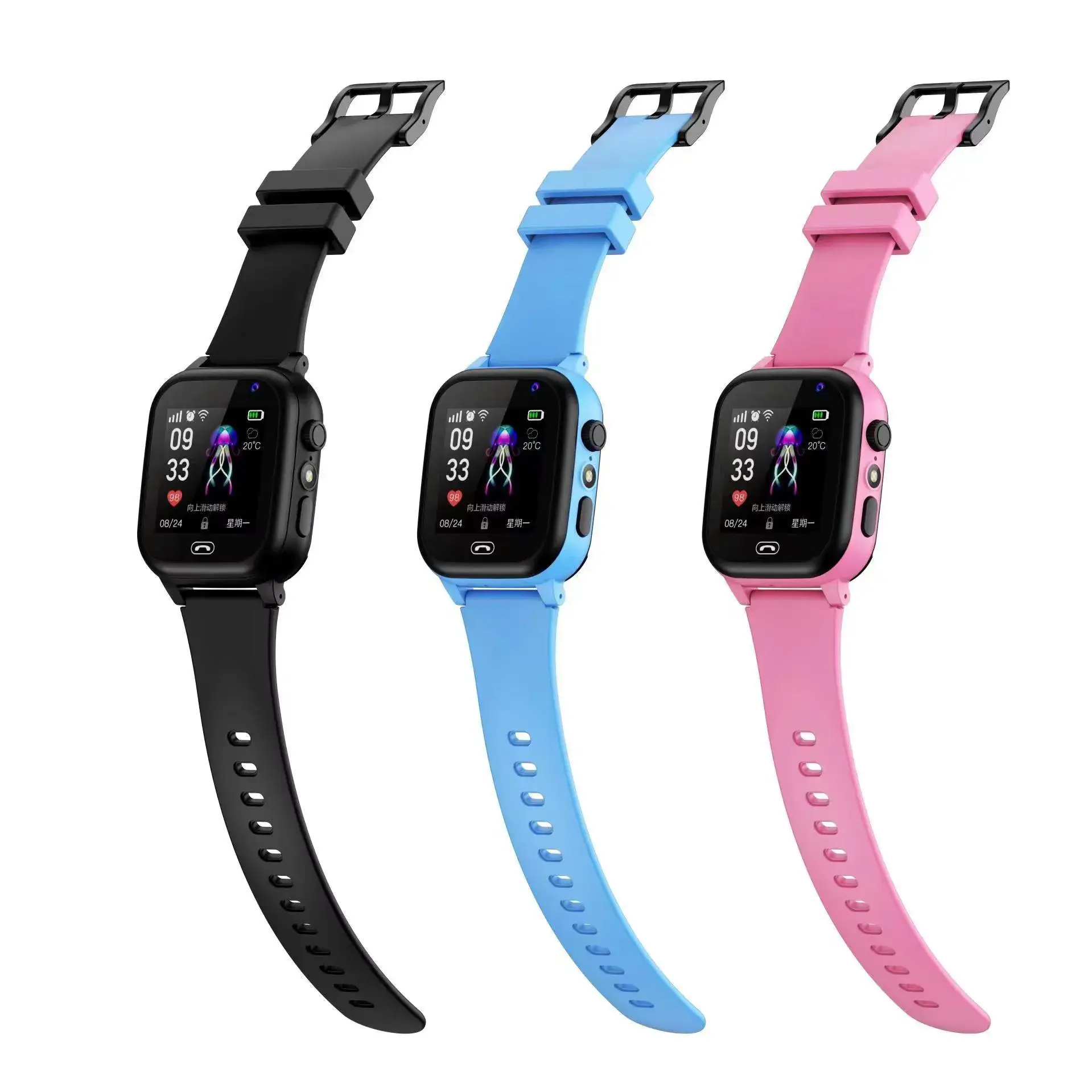 Black Smart Watch with Silicone Band & Water Resistant