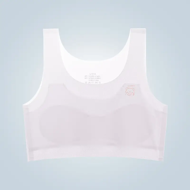Traceless Girls Underwear Students Junior High School Students Small Vest 9-13 Years Old Developmental Girls Children's Summer Thin Bra