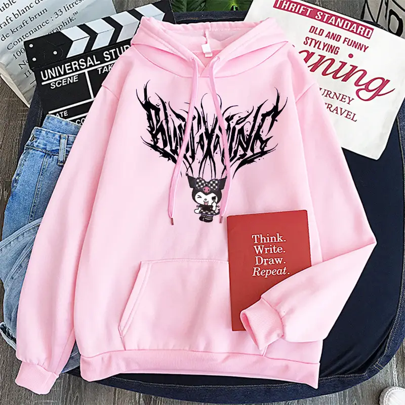 Women's Yellow Kuromi Hooded Sweatshirt Winter New - Image 22