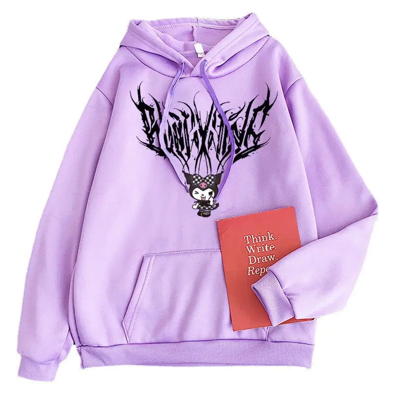 Women's Yellow Kuromi Hooded Sweatshirt Winter New - Image 25