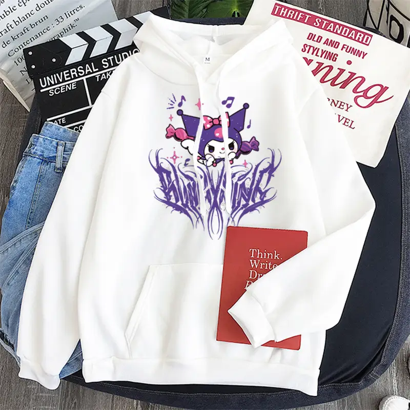 Women's Yellow Kuromi Hooded Sweatshirt Winter New - Image 10