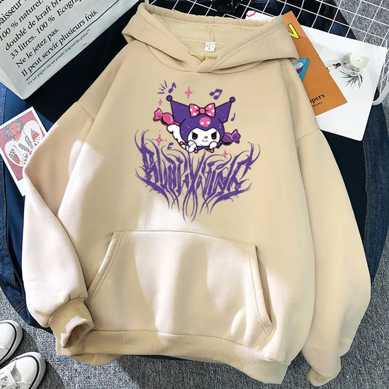 Women's Yellow Kuromi Hooded Sweatshirt Winter New - Image 12