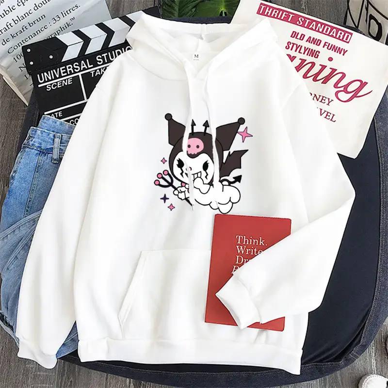 Women's Yellow Kuromi Hooded Sweatshirt Winter New - Image 13