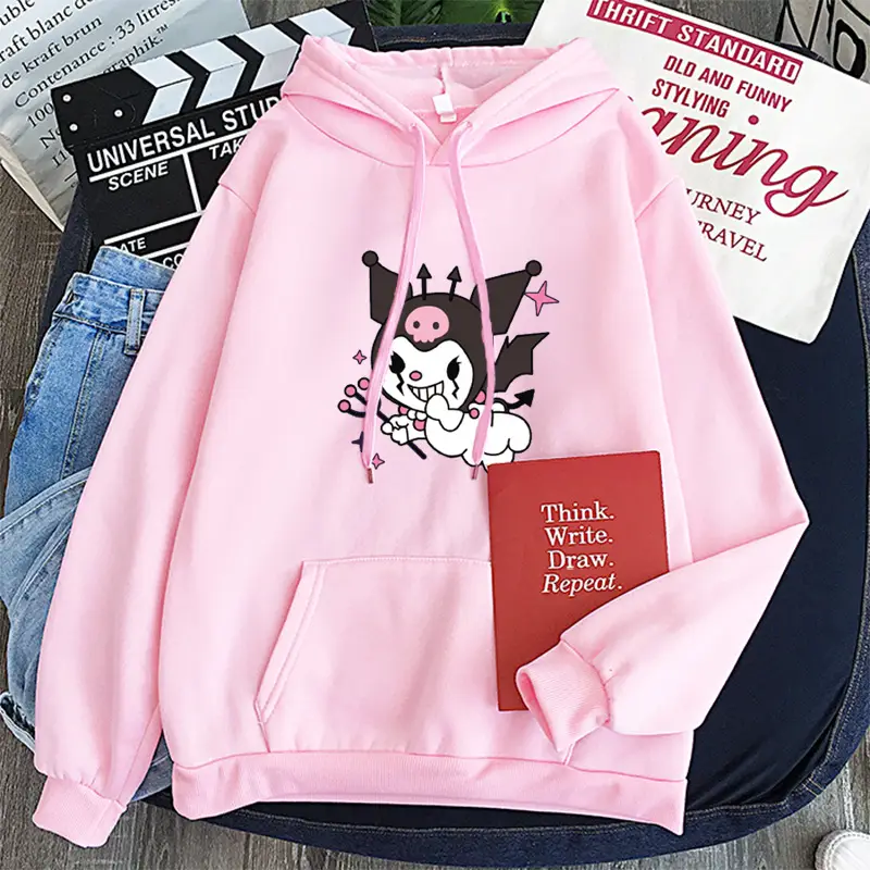 Women's Yellow Kuromi Hooded Sweatshirt Winter New - Image 15
