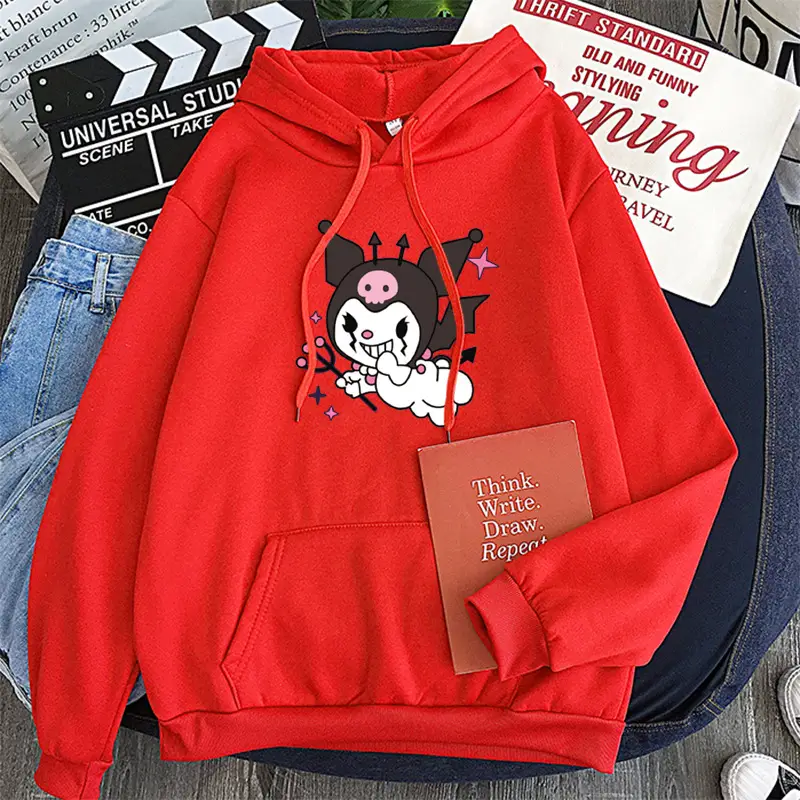 Women's Yellow Kuromi Hooded Sweatshirt Winter New - Image 17