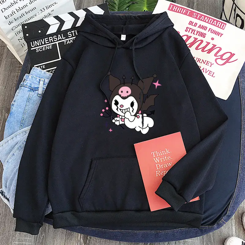 Women's Yellow Kuromi Hooded Sweatshirt Winter New - Image 18