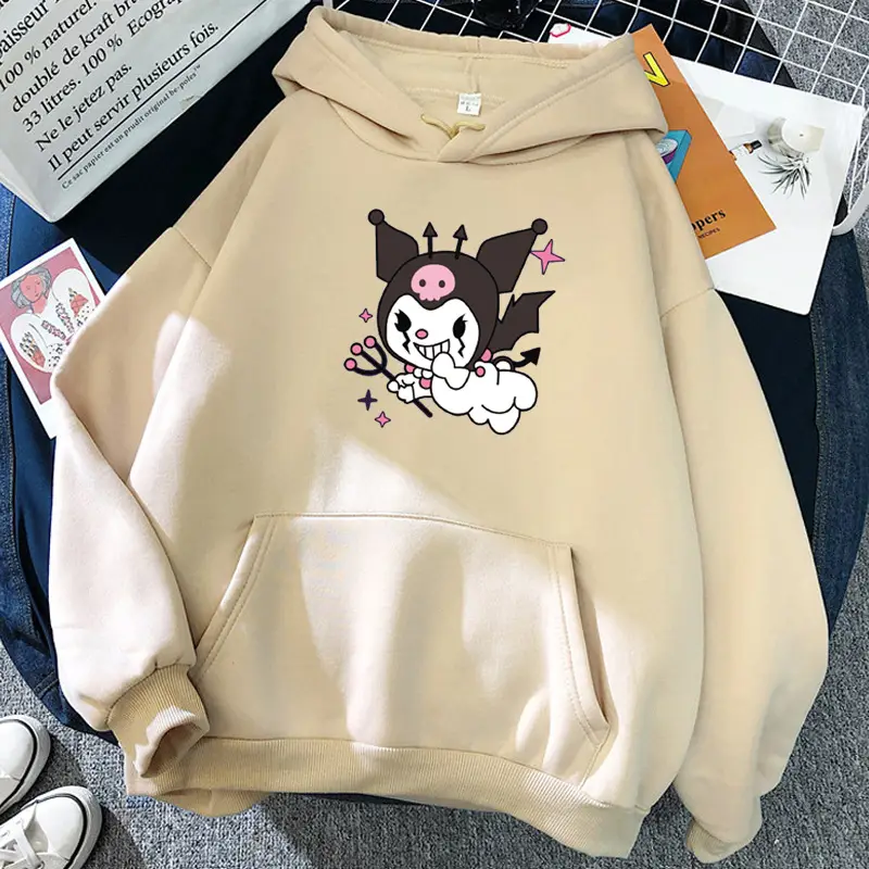Women's Yellow Kuromi Hooded Sweatshirt Winter New - Image 19