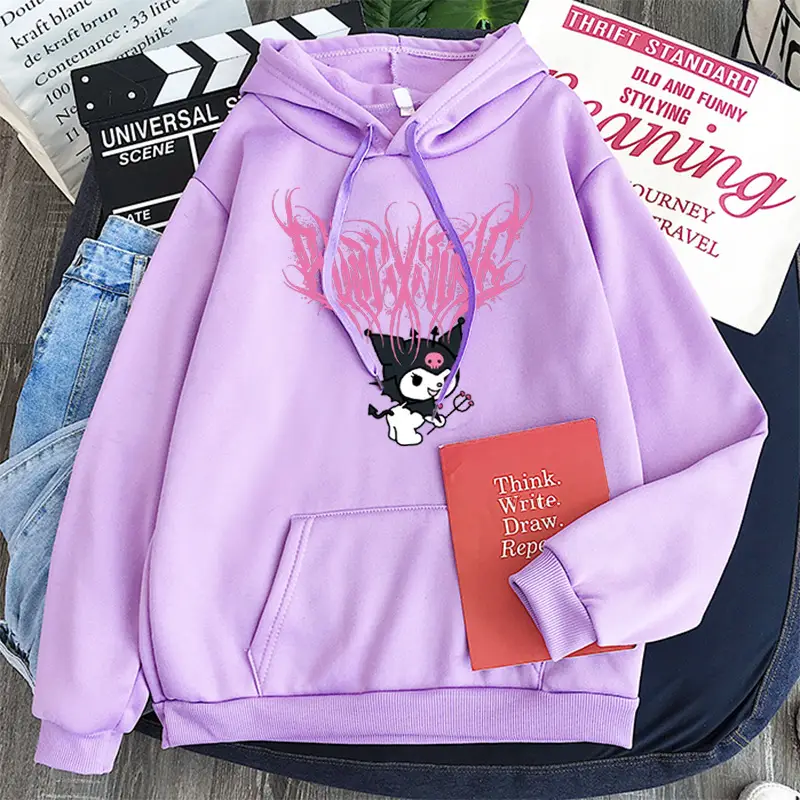 Women's Yellow Kuromi Hooded Sweatshirt Winter New - Image 5