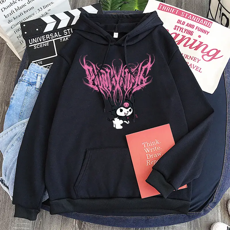 Women's Yellow Kuromi Hooded Sweatshirt Winter New - Image 6
