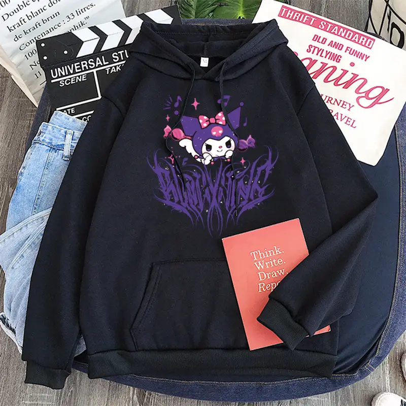 Women's Yellow Kuromi Hooded Sweatshirt Winter New - Image 9