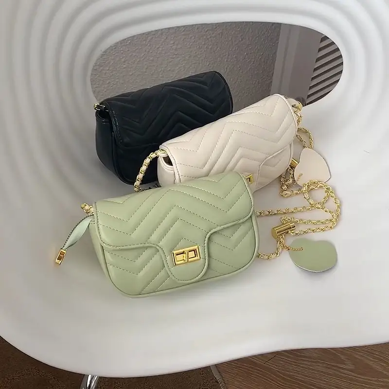 Chanel Style Black Quilted Crossbody Bag for Women