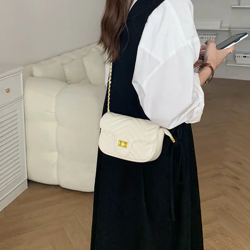 Chanel Style Black Quilted Crossbody Bag for Women