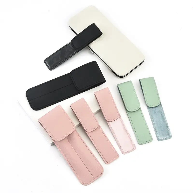 Red PU Leather Tweezers Storage Bag 13x3cm