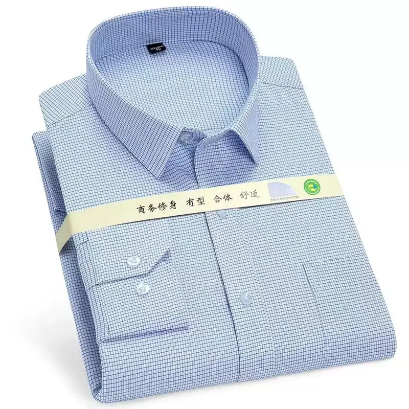 Men's White Long Sleeve Business Shirt Solid Color