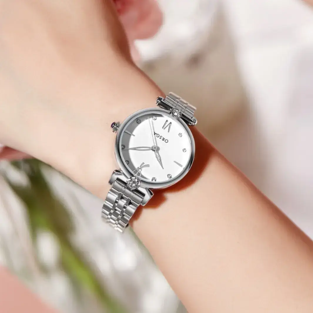 Oshga Rose Gold Women's Quartz Watch with Crystal Details - Image 6