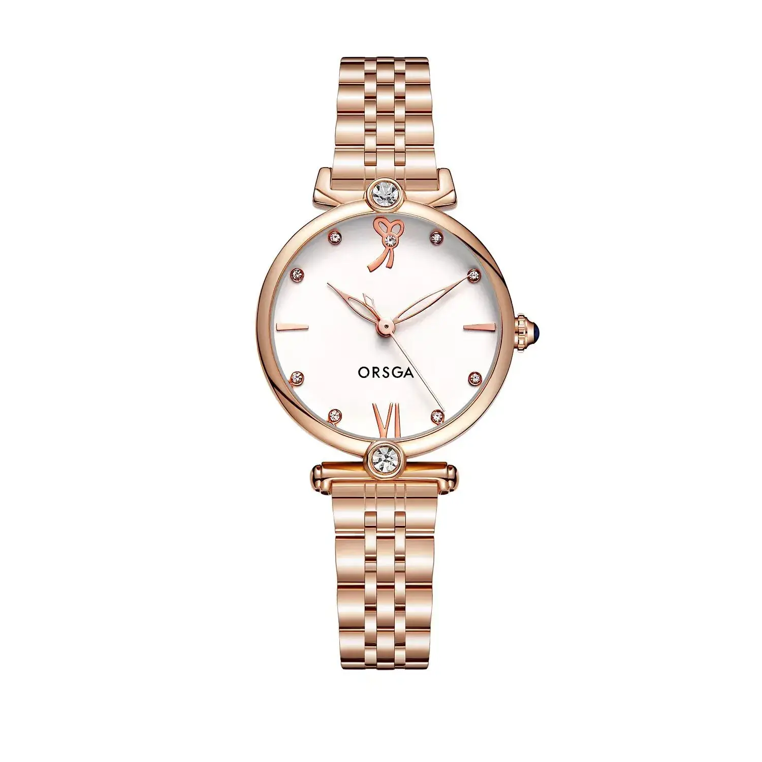 Oshga Rose Gold Women's Quartz Watch with Crystal Details — feature 8