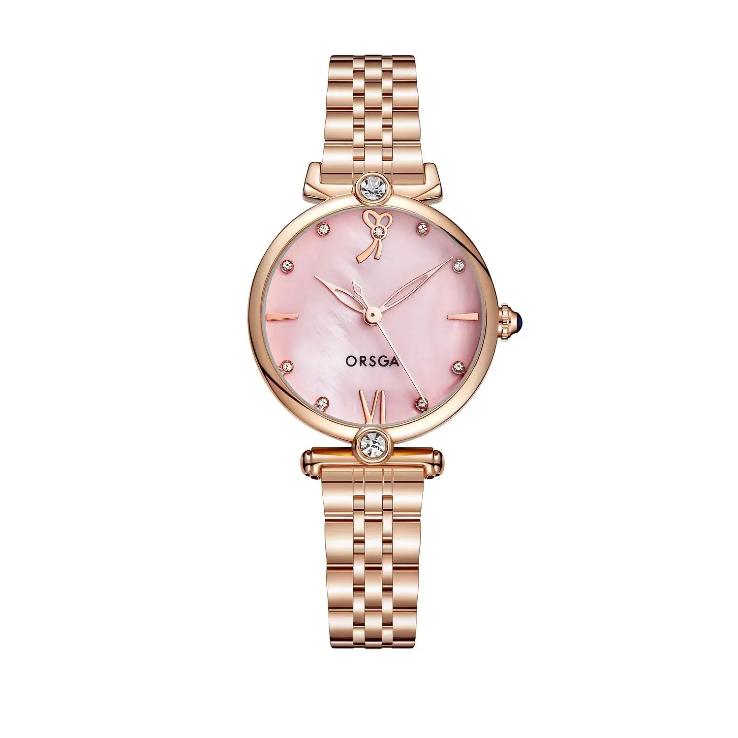 Oshga Rose Gold Women's Quartz Watch with Crystal Details — feature 9