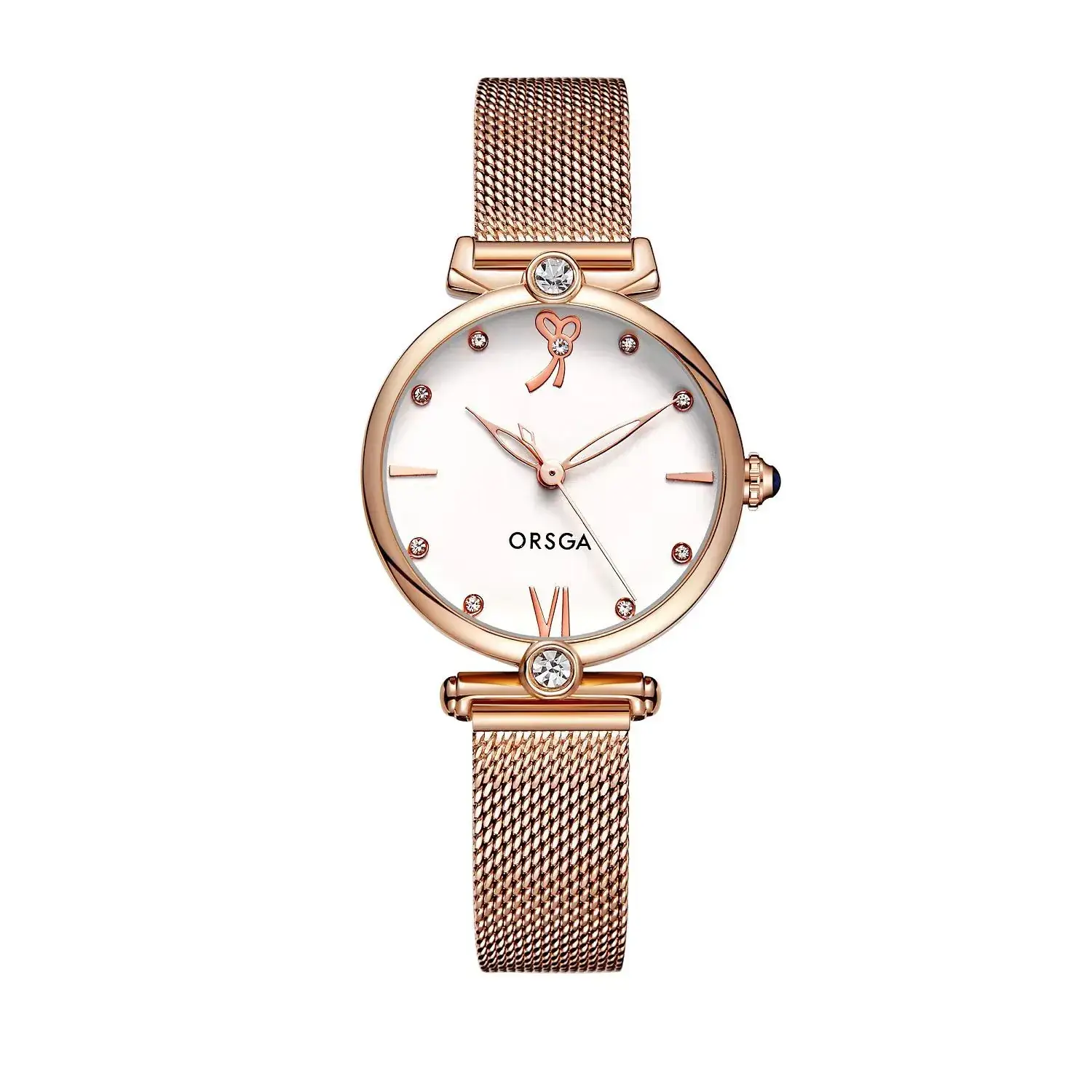 Oshga Rose Gold Women's Quartz Watch with Crystal Details - Image 5