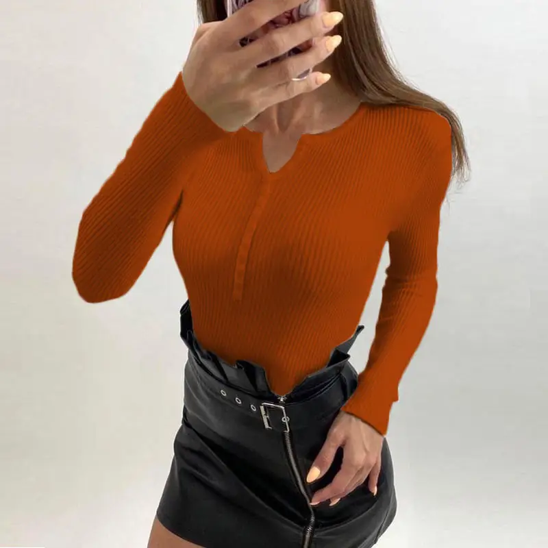 White V-Neck Long Sleeve Knit Pullover Sweater - Image 11