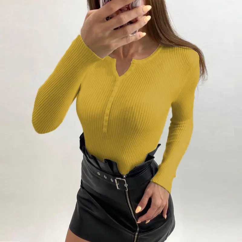 White V-Neck Long Sleeve Knit Pullover Sweater - Image 6