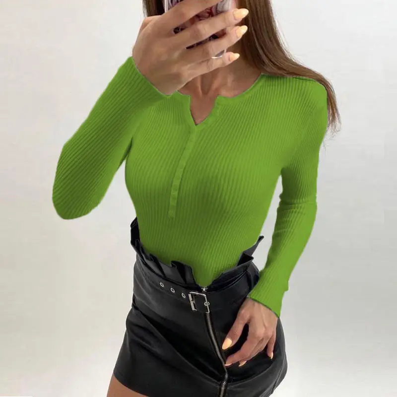 White V-Neck Long Sleeve Knit Pullover Sweater - Image 7