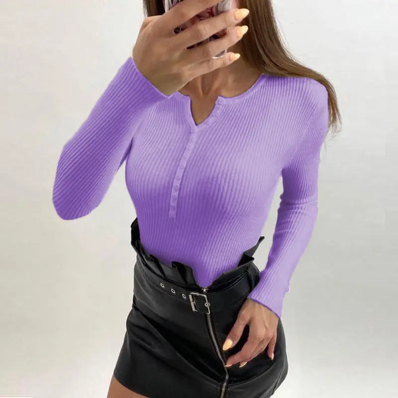 White V-Neck Long Sleeve Knit Pullover Sweater - Image 9