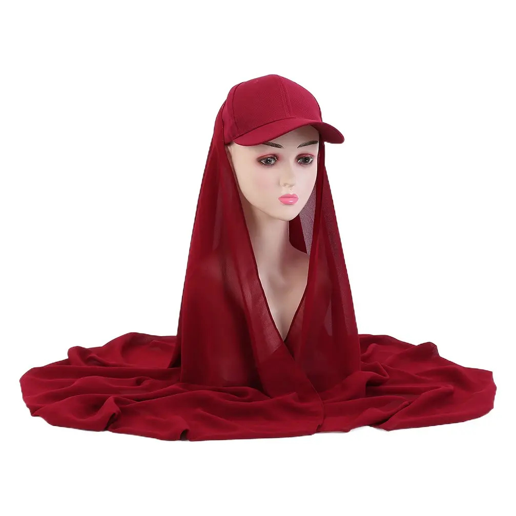 Black Chiffon Cap & Shawl Set for Women