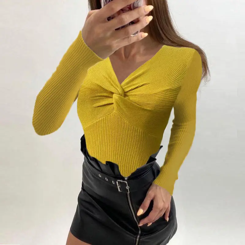Blue Cross V-Neck Long Sleeve Sweater Top for Women - Image 7