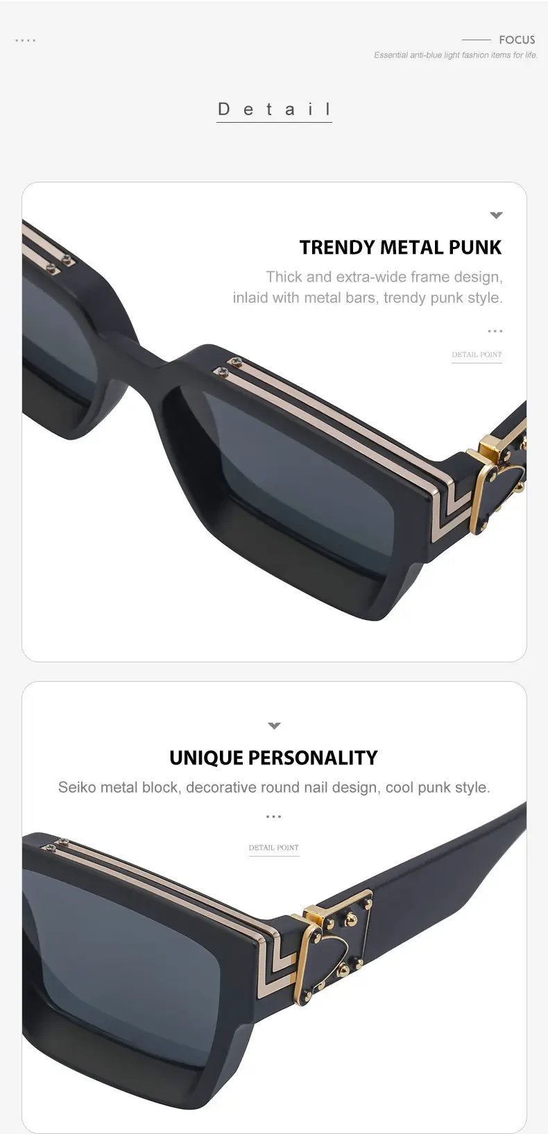 Square Frame Sunglasses for Men Women Black — feature 17