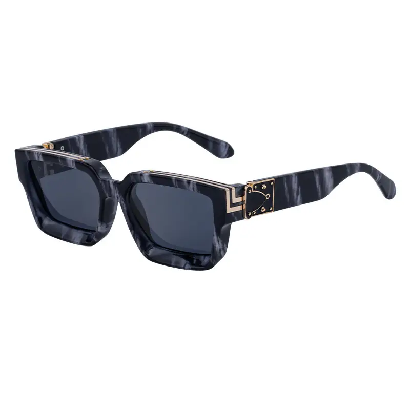 Square Frame Sunglasses for Men Women Black