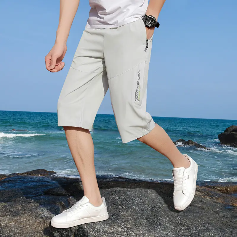Men's Grey Cropped Shorts 2022 Summer New Korean Fashion - Image 7
