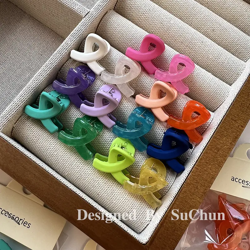 Color Frosted Cross Clip Hair Accessories 4 Pack - Image 10