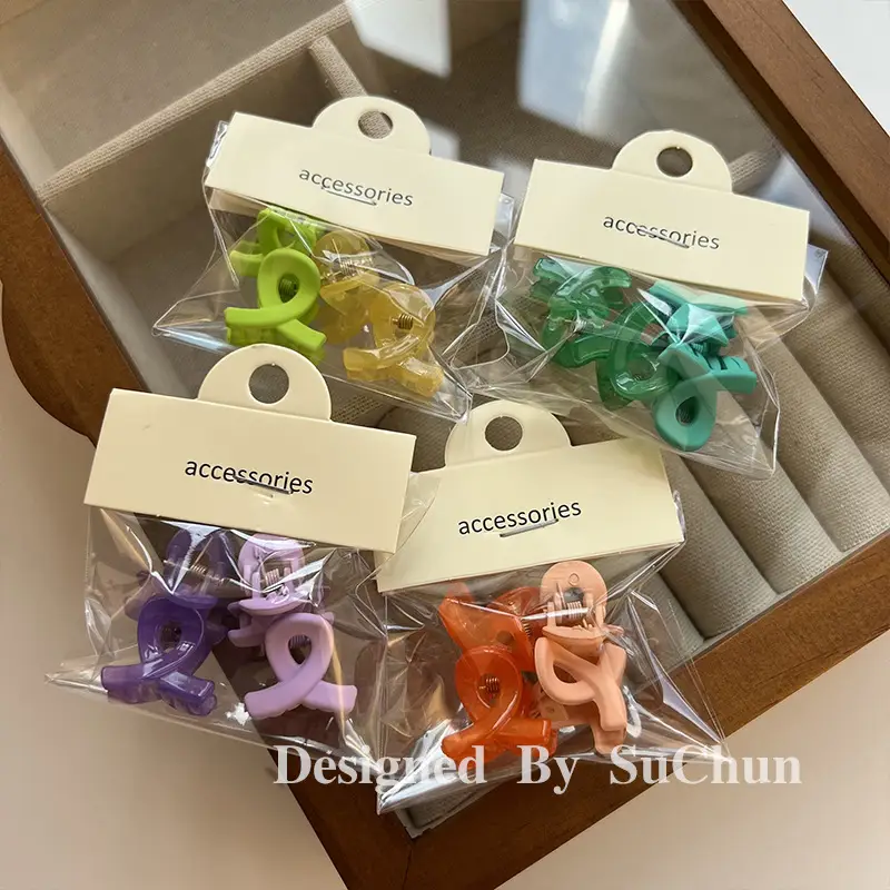 Color Frosted Cross Clip Hair Accessories 4 Pack - Image 11
