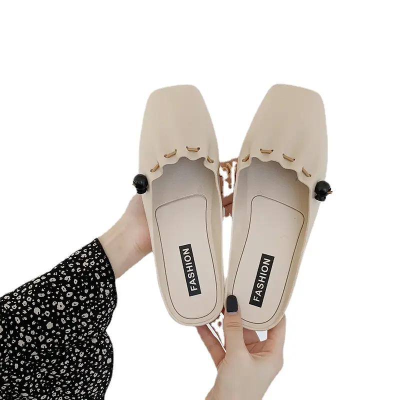 New Fashion Solid Color Square Half Slippers Home Leisure Outer Wear Beach Baotou Half Slippers Female Factory Direct Marketing - Image 8