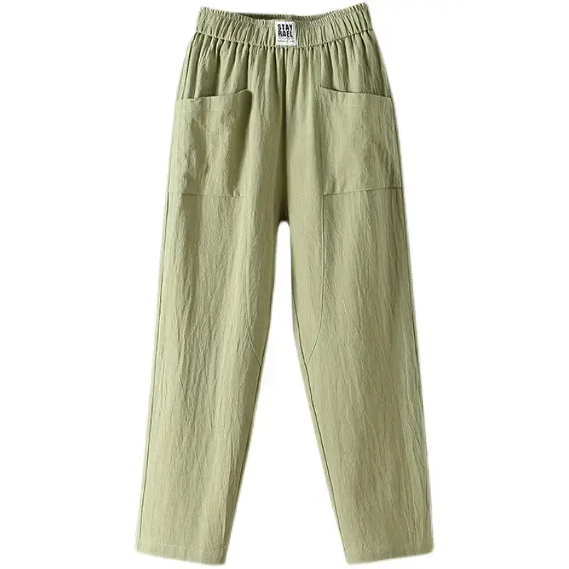 Women Cotton Linen Casual Pants White 2024 - Image 11