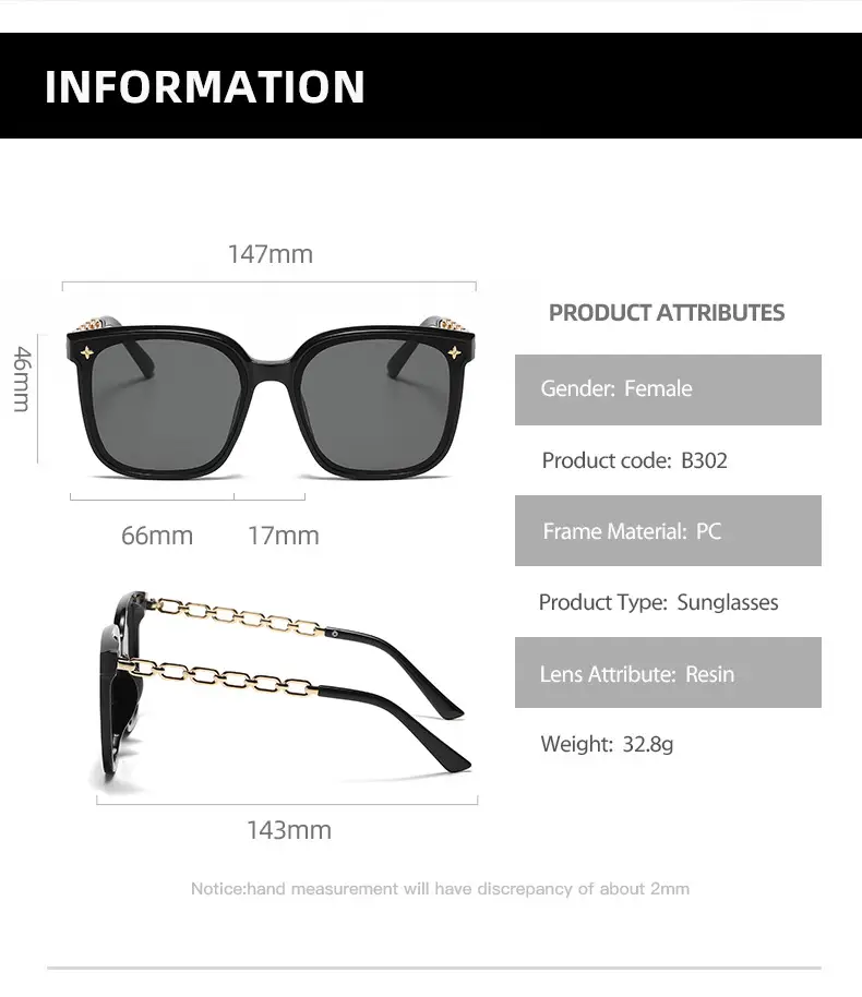 2024 Chain Temples Sunglasses Black Large Frame — feature 12