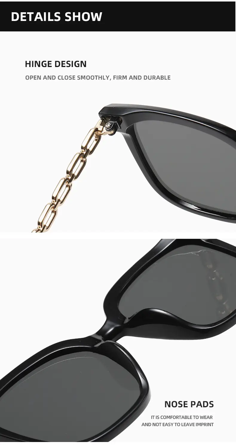 2024 Chain Temples Sunglasses Black Large Frame — feature 14