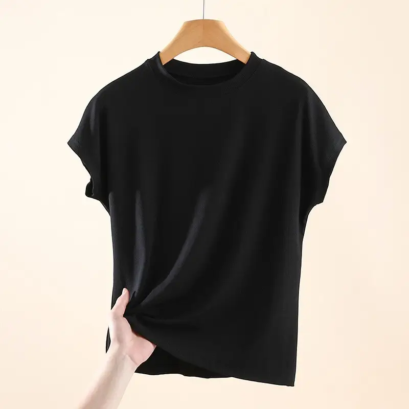 Women's Black T-Shirt Short Sleeve Plus Large - Image 2