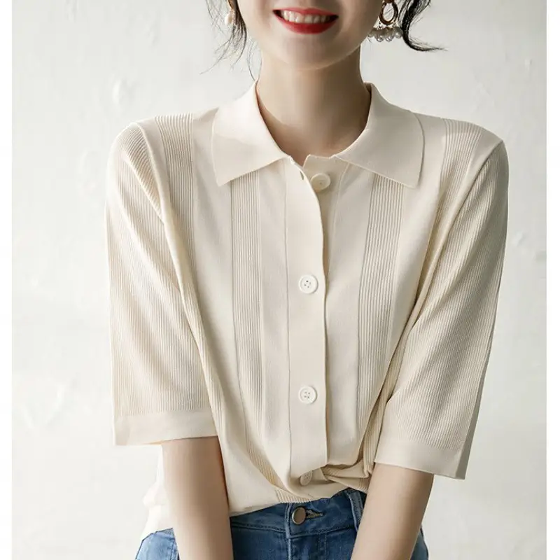 Women's 2025 Summer Knitted Mid-Sleeve T-Shirt - Image 4