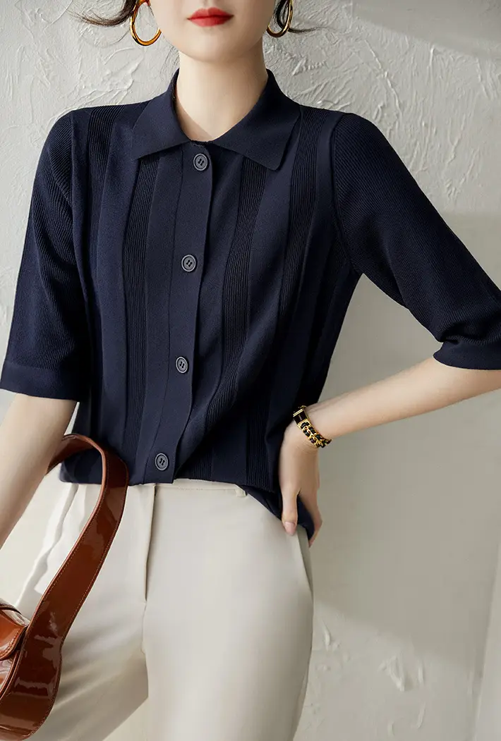 Women's 2025 Summer Knitted Mid-Sleeve T-Shirt — feature 1