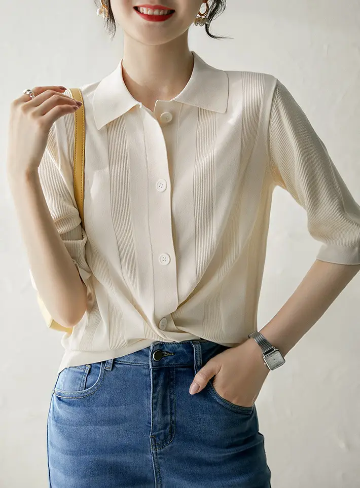 Women's 2025 Summer Knitted Mid-Sleeve T-Shirt — feature 4