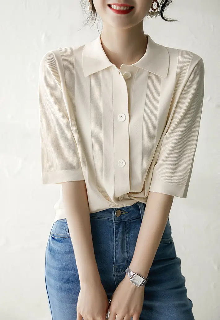 Women's 2025 Summer Knitted Mid-Sleeve T-Shirt — feature 5