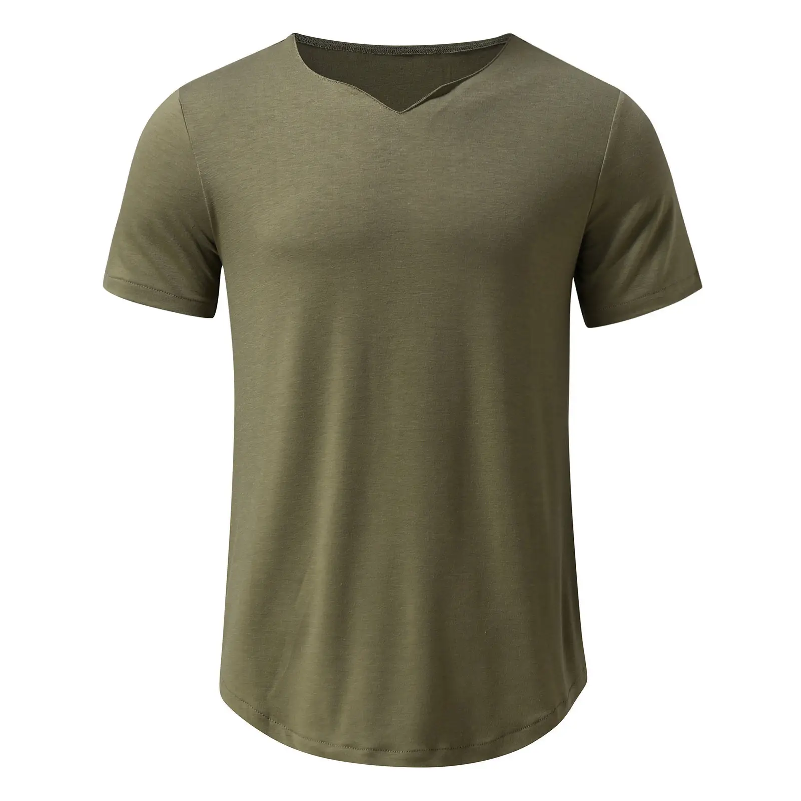 Men V-Neck Black Cotton Slim Fit T-Shirt - Image 6