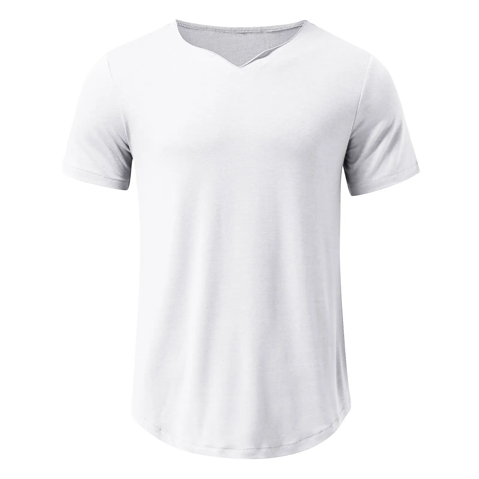 Men V-Neck Black Cotton Slim Fit T-Shirt - Image 7